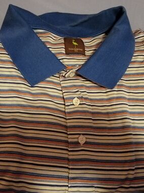 Tailorbyrd Blue Collar Multi-Stripe Polo Shirt